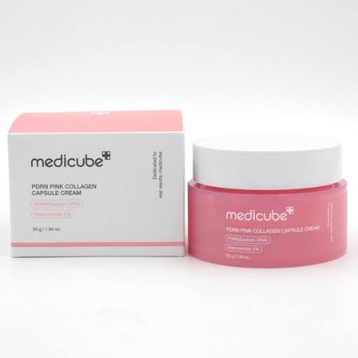 کرم کپسولی کلاژن و PDRN روشن کننده و ضدچروک پوست مدی کیوب حجم 55 میلی لیتر Medicube PDRN Pink Collagen Capsule Cream 55 ml