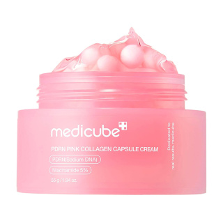 کرم کپسولی کلاژن و PDRN روشن کننده و ضدچروک پوست مدی کیوب حجم 55 میلی لیتر Medicube PDRN Pink Collagen Capsule Cream 55 ml